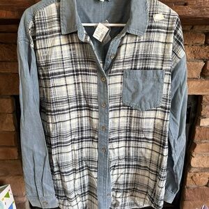 Maurice’s Chambray and Plaid Top